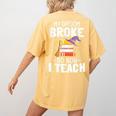Halloween Teacher Tee My Broom Broke So Now I Teach Women's Comfort Colors T-Shirt Back Print Mustard