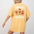 Hanging With My Cookies Gingerbread Christmas Teacher Xmas Women's Comfort Colors T-Shirt Back Print Mustard