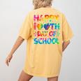 Happy 100th Day Of School Teacher Student 100 Days Tie Dye Men Women Kids Women's Comfort Colors T-Shirt Back Print Mustard Happy 100th Day Of School Teacher Student 100 Days Tie Dye Men Women Kids Women's Comfort Colors T-Shirt Back Print Mustard