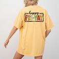 Happy Fri-Yay Friday Lovers Teacher Fri Yay Weekend Women's Comfort Colors T-Shirt Back Print Mustard