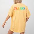 Happy Fri Yay Teacher Friday Women's Comfort Colors T-Shirt Back Print Mustard