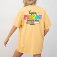 Happy Friyay Teacher School Friday Weekend Vibes Women's Comfort Colors T-Shirt Back Print Mustard Happy Friyay Teacher School Friday Weekend Vibes Women's Comfort Colors T-Shirt Back Print Mustard
