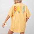 Happy Friyay Teacher Shirt Cute Teacher Fashion Bruh Fri-Yay Women's Comfort Colors T-Shirt Back Print Mustard