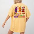 Happy Hallothanksmas Halloween Thanksgiving Pencils Teachers Women's Comfort Colors T-Shirt Back Print Mustard Happy Hallothanksmas Halloween Thanksgiving Pencils Teachers Women's Comfort Colors T-Shirt Back Print Mustard