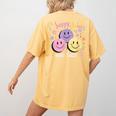 Happy To See Your Face Smile Face Teacher Back To School Women's Comfort Colors T-Shirt Back Print Mustard