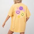 Happy To See Your Face Teacher Flower Back To School Women's Comfort Colors T-Shirt Back Print Mustard