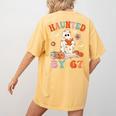 Haunted By 67 Boo Ghost Teacher 6 7 Halloween Costume Women's Comfort Colors T-Shirt Back Print Mustard Haunted By 67 Boo Ghost Teacher 6 7 Halloween Costume Women's Comfort Colors T-Shirt Back Print Mustard