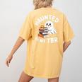 Haunted By My TBR Cute Ghost Book Reading Teacher Halloween Women's Comfort Colors T-Shirt Back Print Mustard Haunted By My TBR Cute Ghost Book Reading Teacher Halloween Women's Comfort Colors T-Shirt Back Print Mustard