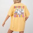 Haunted By My TBR Cute Ghosts Book Reading Teacher Halloween Women's Comfort Colors T-Shirt Back Print Mustard
