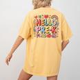 Hello Pre-K Back To School Teacher Student Fun Graphic Tee Women's Comfort Colors T-Shirt Back Print Mustard Hello Pre-K Back To School Teacher Student Fun Graphic Tee Women's Comfort Colors T-Shirt Back Print Mustard