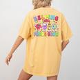 Helping Little Minds Grow Teacher Life Back To School Women's Comfort Colors T-Shirt Back Print Mustard
