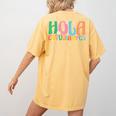 Hola Estudiantes Maestra Back To School Spanish Teacher Women's Comfort Colors T-Shirt Back Print Mustard
