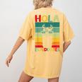 Hola Estudiantes Spanish Teacher Back To School 2025 Women's Comfort Colors T-Shirt Back Print Mustard