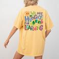 We Are Hungry For Learning Teacher Life Back To School Women's Comfort Colors T-Shirt Back Print Mustard