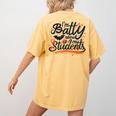 I'm Batty About My Students Watercolor Bat Teacher Halloween Women's Comfort Colors T-Shirt Back Print Mustard