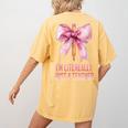 I'm Literally Just a Teacher Pencil Coquette Bow School Women's Comfort Colors T-Shirt Back Print Mustard I'm Literally Just a Teacher Pencil Coquette Bow School Women's Comfort Colors T-Shirt Back Print Mustard