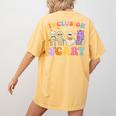 Inclusion Isn't Scary Ghost Halloween SLP Sped Teacher Women's Comfort Colors T-Shirt Back Print Mustard