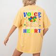I Am Their Voice They Are My Heart Autism Awareness Teacher Women's Comfort Colors T-Shirt Back Print Mustard