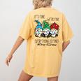 It's Fine We'Re Fine Gnome Pre-K Teacher Christmas Light For Men Women Women's Comfort Colors T-Shirt Back Print Mustard