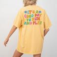 Its A Good Day To Run And Play PE Teacher Physical Education Women's Comfort Colors T-Shirt Back Print Mustard