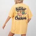 Just a Teacher Who Loves Chickens Chicken Farm Animal Lover Women's Comfort Colors T-Shirt Back Print Mustard Just a Teacher Who Loves Chickens Chicken Farm Animal Lover Women's Comfort Colors T-Shirt Back Print Mustard