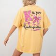 K Is For Kindergarten Teacher Coquette Bow Back To School Women's Comfort Colors T-Shirt Back Print Mustard K Is For Kindergarten Teacher Coquette Bow Back To School Women's Comfort Colors T-Shirt Back Print Mustard
