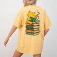 Kawaii Cats Lover Coffee Books Teacher Librarian Cat Women's Comfort Colors T-Shirt Back Print Mustard