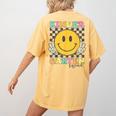 Kindergarten Squad Smile Face Teachers Kids Back To School Women's Comfort Colors T-Shirt Back Print Mustard Kindergarten Squad Smile Face Teachers Kids Back To School Women's Comfort Colors T-Shirt Back Print Mustard