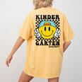 Kindergarten Teacher Hippie Smile Face Back School Women's Comfort Colors T-Shirt Back Print Mustard Kindergarten Teacher Hippie Smile Face Back School Women's Comfort Colors T-Shirt Back Print Mustard
