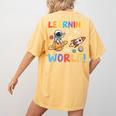 Learning Is Out Of This World Space Back To School Teacher Women's Comfort Colors T-Shirt Back Print Mustard