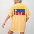 Leer Es Poder Colombian Spanish Teacher Maestra Colombia Women's Comfort Colors T-Shirt Back Print Mustard