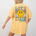 Let's Learn Today Smile Face Back To School For Teacher Kids Women's Comfort Colors T-Shirt Back Print Mustard