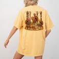 Librarian Turkey Reading Book Fall Thanksgiving Teacher Book Women's Comfort Colors T-Shirt Back Print Mustard