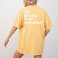 You Literally Mean Figuratively English Teacher Women's Comfort Colors T-Shirt Back Print Mustard You Literally Mean Figuratively English Teacher Women's Comfort Colors T-Shirt Back Print Mustard