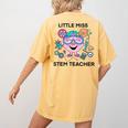 Little Miss Stem Teacher Women's Comfort Colors T-Shirt Back Print Mustard