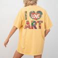 I Love Art Artist Painter Colorful Painting Art Teacher Women's Comfort Colors T-Shirt Back Print Mustard