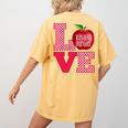 Love Kindergarten Cute Apple School Teacher Women's Comfort Colors T-Shirt Back Print Mustard Love Kindergarten Cute Apple School Teacher Women's Comfort Colors T-Shirt Back Print Mustard