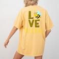 Love Preschool Back To School Yellow Bee Preschool Teacher For Men Women Girls Kids Women's Comfort Colors T-Shirt Back Print Mustard