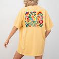 Maestra Flowers Spanish Teacher Cinco De Mayo Women's Comfort Colors T-Shirt Back Print Mustard