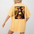 Mona Lisa Pumpkin Halloween Art Teacher Witchy Women Kids Women's Comfort Colors T-Shirt Back Print Mustard Mona Lisa Pumpkin Halloween Art Teacher Witchy Women Kids Women's Comfort Colors T-Shirt Back Print Mustard