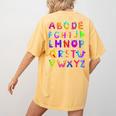 Monster ABC Cute Alphabet Halloween Teacher Costume Kids Women's Comfort Colors T-Shirt Back Print Mustard
