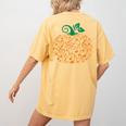 Music Notes Pumpkin Music Teacher Halloween Women's Comfort Colors T-Shirt Back Print Mustard