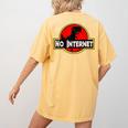Nerdy No Internet Dinosaur Computer Science Teacher Women's Comfort Colors T-Shirt Back Print Mustard
