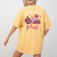 In October We Wear Pink Apple Teacher Daisy Breast Cancer Women's Comfort Colors T-Shirt Back Print Mustard