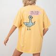 Oh Hello First Graders Cute Pigeon 1st Grade Teacher Women's Comfort Colors T-Shirt Back Print Mustard