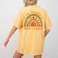 One Thankful Math Teacher Thanksgiving Autumn Fall Rainbow Women's Comfort Colors T-Shirt Back Print Mustard