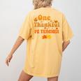 One Thankful PE Teacher Thanksgiving Fall Autumn Groovy Women's Comfort Colors T-Shirt Back Print Mustard