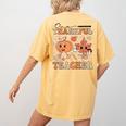 One Thankful Teacher Thanksgiving Groovy Fall Autumn Teacher Women's Comfort Colors T-Shirt Back Print Mustard One Thankful Teacher Thanksgiving Groovy Fall Autumn Teacher Women's Comfort Colors T-Shirt Back Print Mustard