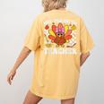 One Thankful Teacher Turkey Thanksgiving Teaching Women's Comfort Colors T-Shirt Back Print Mustard One Thankful Teacher Turkey Thanksgiving Teaching Women's Comfort Colors T-Shirt Back Print Mustard