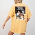 Overworked Underpaid Always Grading Teacher Women's Comfort Colors T-Shirt Back Print Mustard